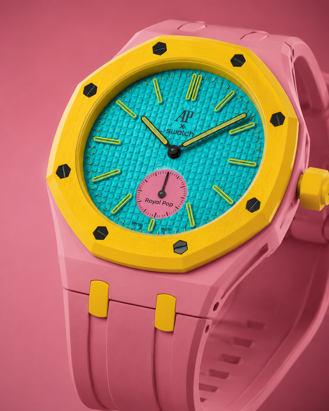 Rubber Strap & Case For AP x Swatch Royal Pop - Otg Roz
