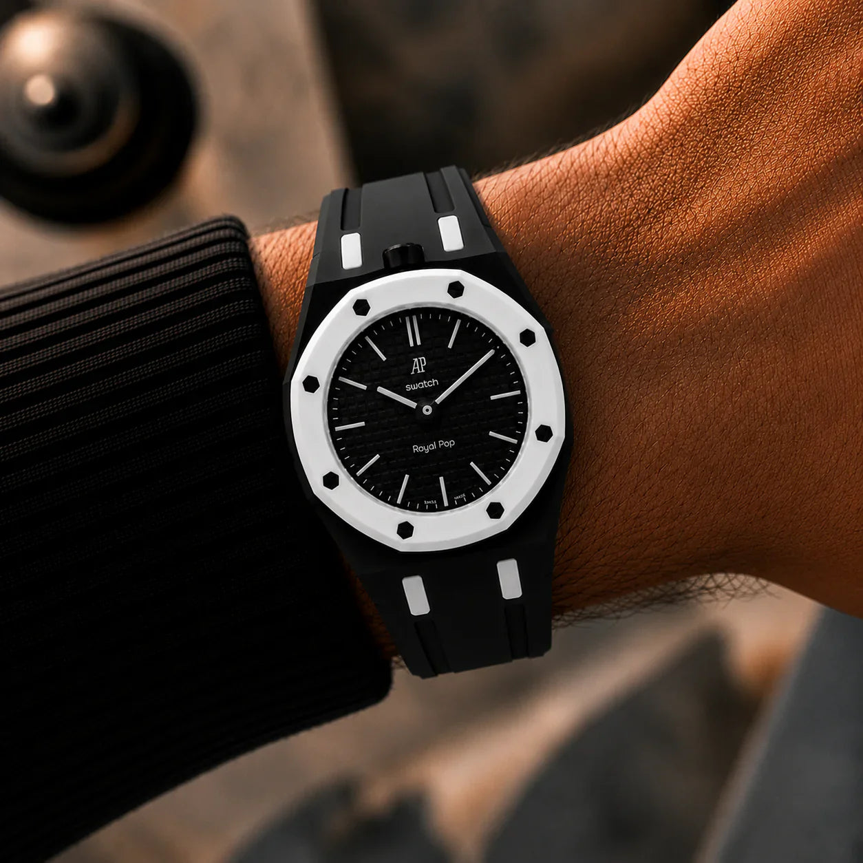 Rubber Strap & Case For AP x Swatch Royal Pop - Ocho Negro